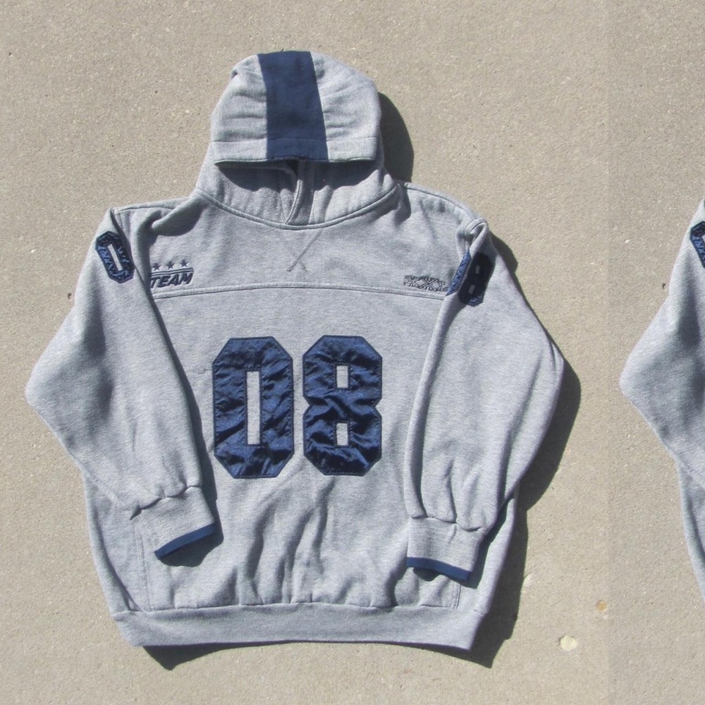 Athletic Works Men's Grey and Navy Hoodie - Picture 5 of 5